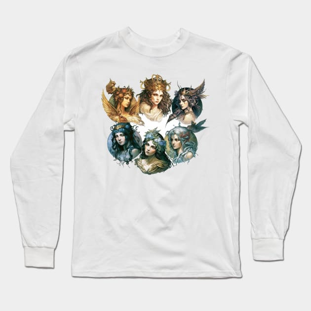 The 6 Olympian Goddesses Long Sleeve T-Shirt by YeCurisoityShoppe